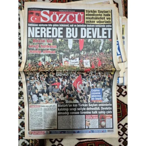 Sözcü 20 Mayıs 2009 Türkan Saylan