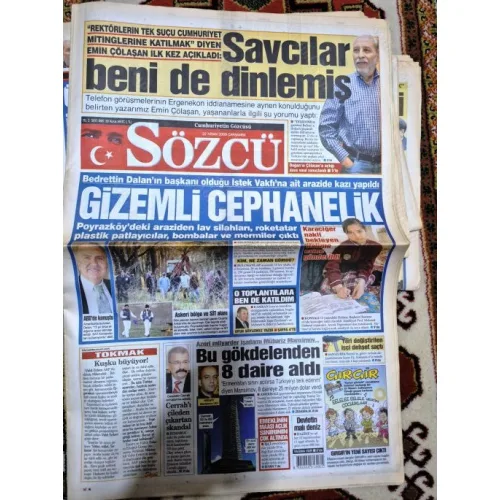 Sözcü 22 Nisan 2009 İstek vakfı kazısı Gizemli Cephanelik, Mübariz Mansimov, Sinan Çetin isyanı, Cerrah skandal
