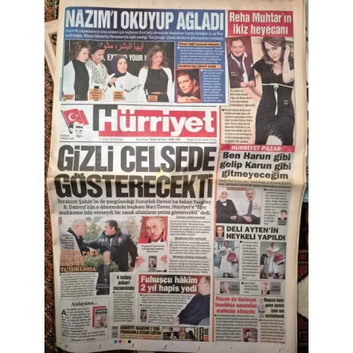 Hürriyet 11 Ocak 2009 Reha Muhtar ikiz, Emine Erdoğan Nazım okuyup ağladı, Susurluk İbrahim Şahin, Numan Kurtulmuş Karun gibi gitmeyeceğim, Deli Ayten