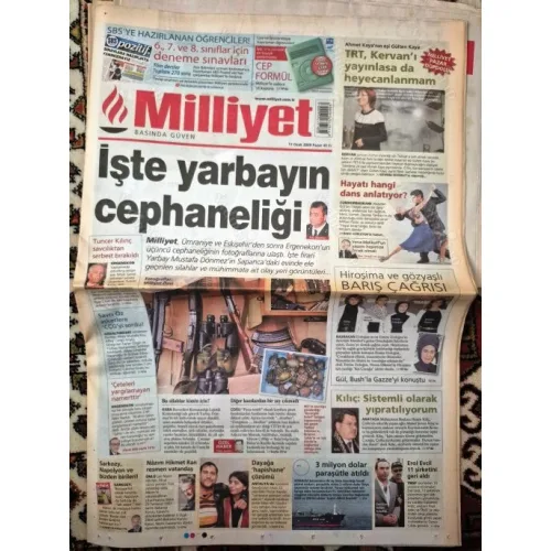 Milliyet 11 Ocak 2009 Yarbay Mustafa Dönmez cephanelik, Hülya Avşar Saranla her an, Nazım Türk vatandaşı, Windows 7 tanıtıldı