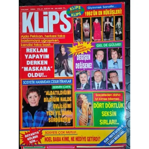 Klips 1994 18 Ajda Pekkan maskara, Sermin Çapa aldatma, Tunuslu Uzay cüzdan, Koç Derya Arbaş, Koç Escort tanıtımı, Suna Kıraç,