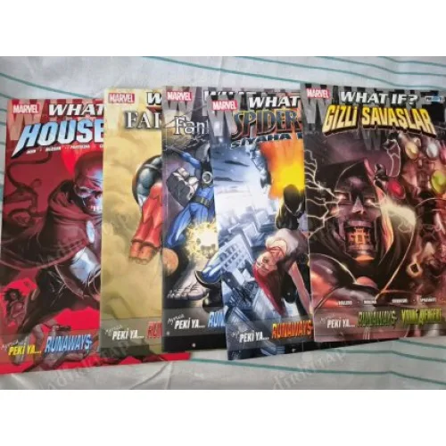 MARVEL What If? House of M, Fallen Son, Fantastik Dörtlü, Spider Man, Gizli Savaşlar (Runaways 1 2 3 4 5, 5 Sayı Takım Set)