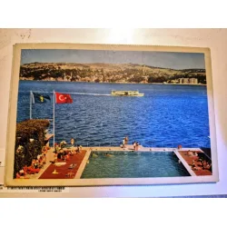 Kartpostal * OrtaKöy Lido yüzme havuzu ve Bostancı deniz otobüsü / Denizcilik Bankası T.A.O