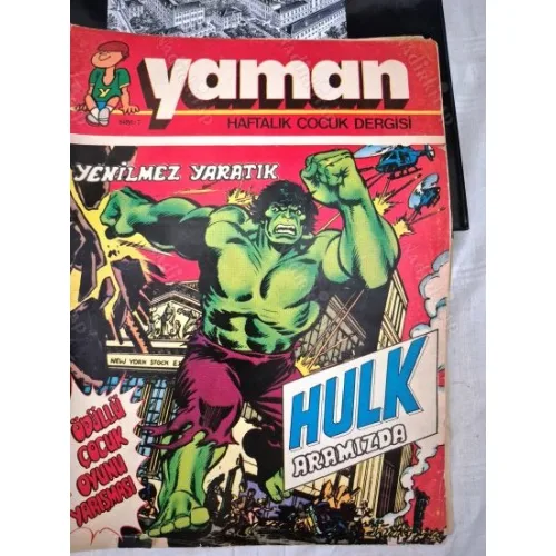 YAMAN 7 / 18 Mayıs 1979 Hulk (Efsanevi kapak), Korkusuz 5 ler, Futbol, Uzay Yolcuları, Co Kid, Ayı Yogi, Ormanlar Kralı
