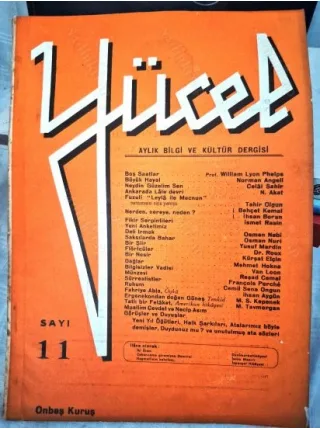 Yücel 11 1936 Osman Nebi, Fuzuli Leyla Mecnun Tahir Olgun, Behçet Kemal, İhsan Boran, Reşad Cemal, Yusuf Mardin, Cemil Sena