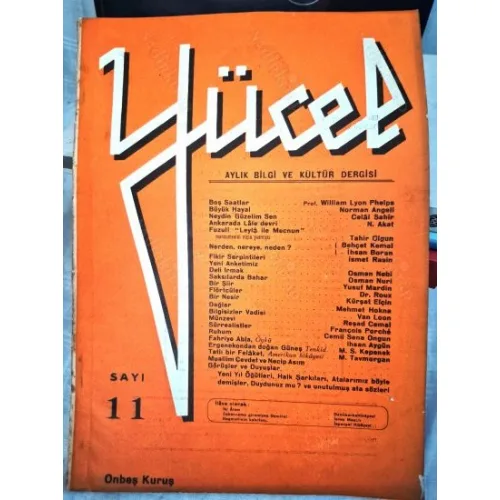 Yücel 11 1936 Osman Nebi, Fuzuli Leyla Mecnun Tahir Olgun, Behçet Kemal, İhsan Boran, Reşad Cemal, Yusuf Mardin, Cemil Sena