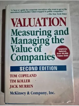 Valuation: Measuring and Managing the Value of Companies Second Edition HardCover (Değerleme: Şirketlerin Değerini Ölçme ve Yönetme, Ciltli)